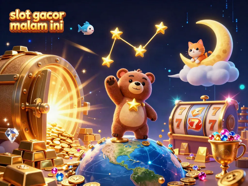 Mainkan slot gacor malam ini sambil menikmati ilustrasi kasino yang kaya warna dan detail.