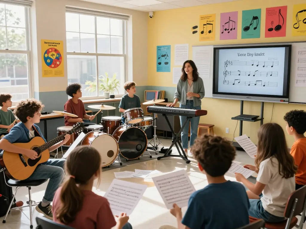 学生が楽器を学ぶ魅力的な音楽教室、2026年の音楽教室 おすすめを紹介。