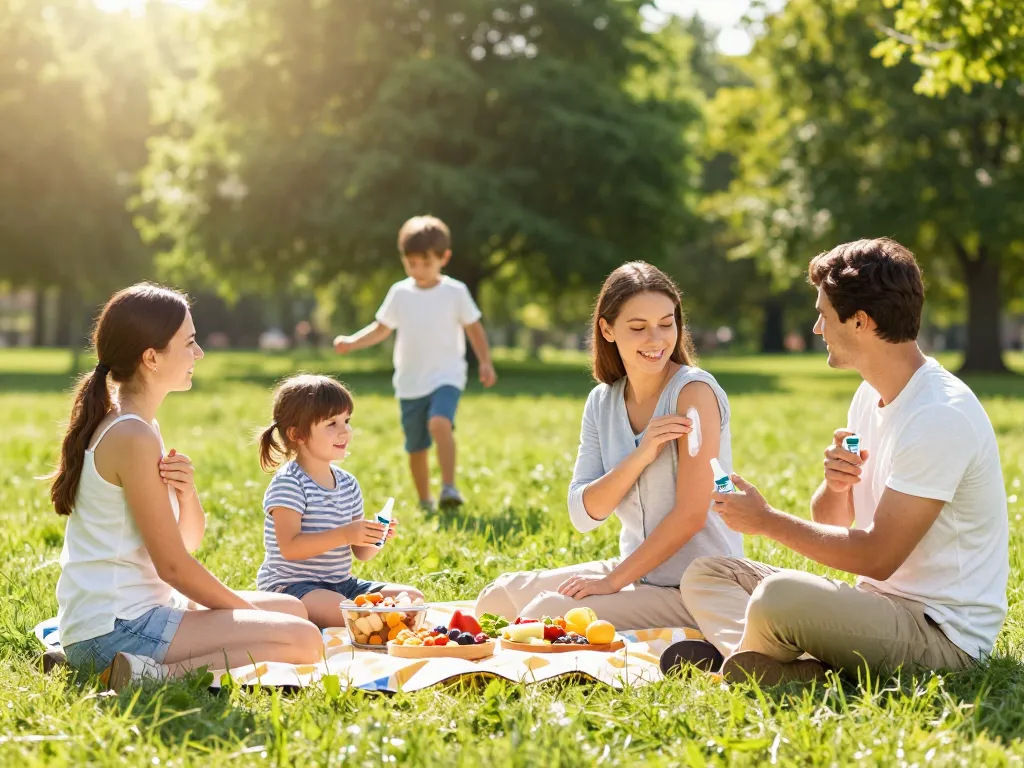 Family enjoying a picnic while using the Best Mosquito Repellent for effective outdoor protection.