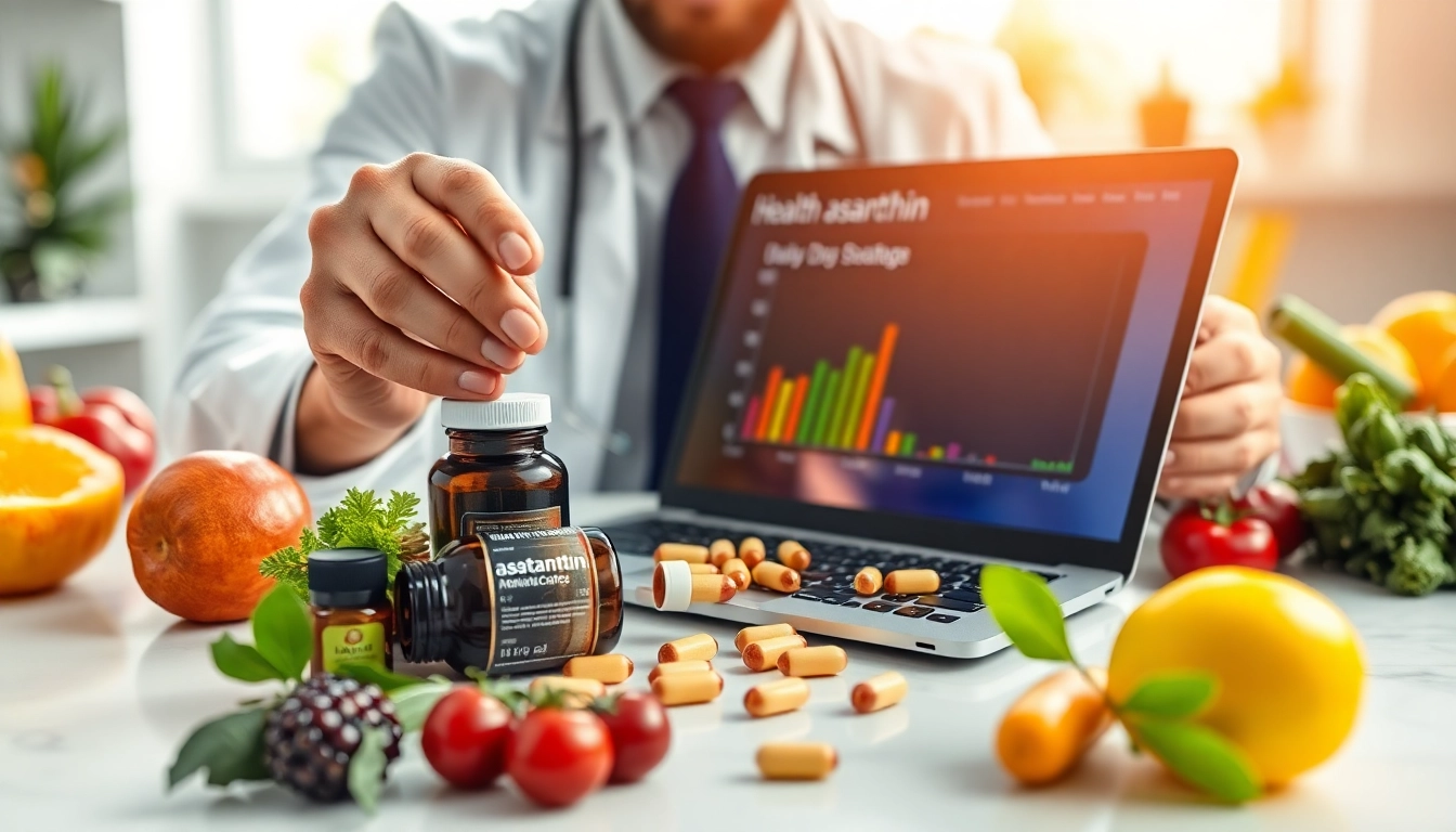 Learn how much astaxanthin should I take from a nutritionist's desk with vibrant health elements.