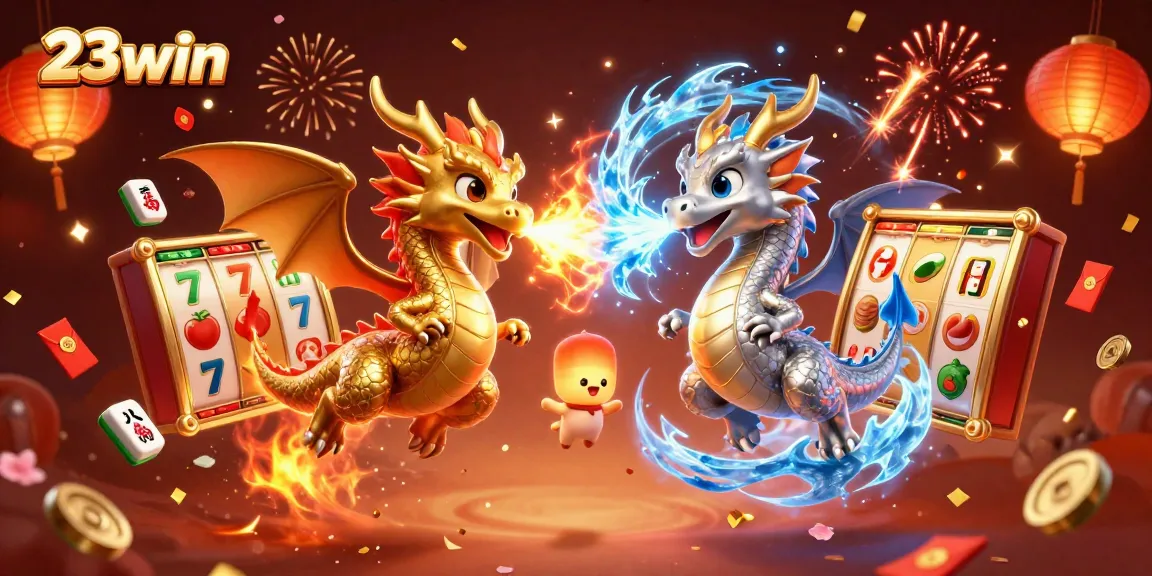 Experience thrilling slots action with the vibrant 23win casino scene featuring dragons and game elements.