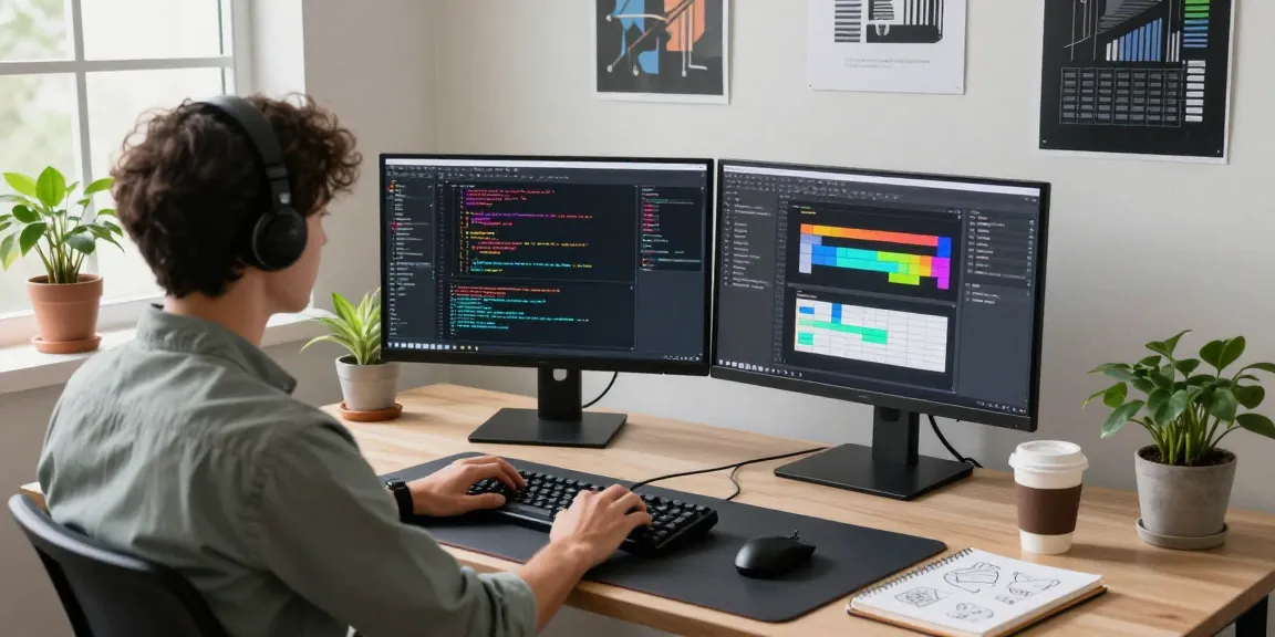 Professional workspace with software development tools showcasing 截图软件 features on monitors