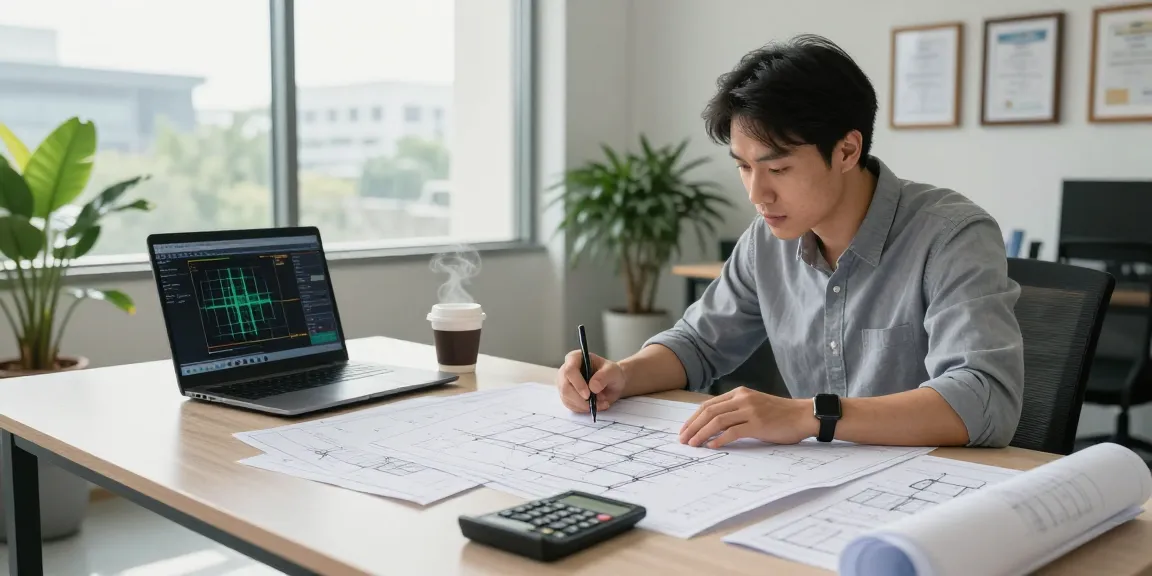 Licensed engineer conducting a structural integrity assessment in Missouri, focusing on detailed blueprints and analysis methods.