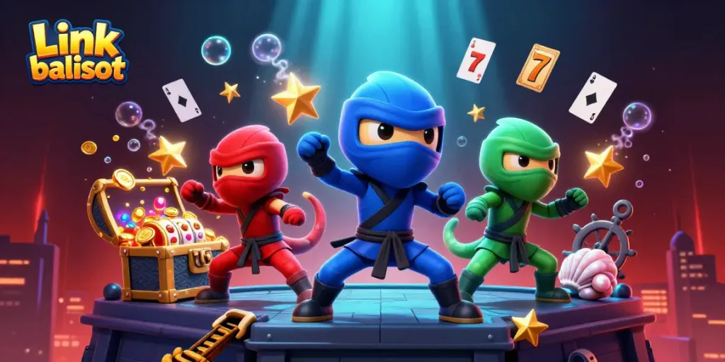 Experience winning moments with Link balislot in this vibrant casino-themed illustration.