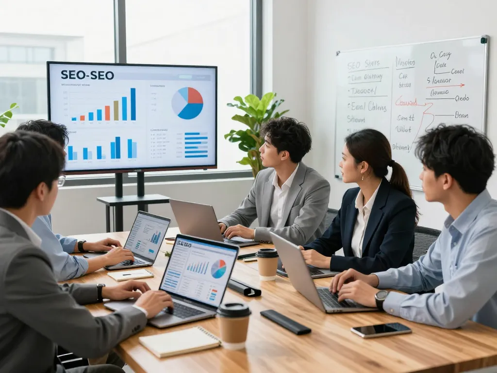 SEO professionals collaborating in a bright office to become the best SEO company NYC in 2026.