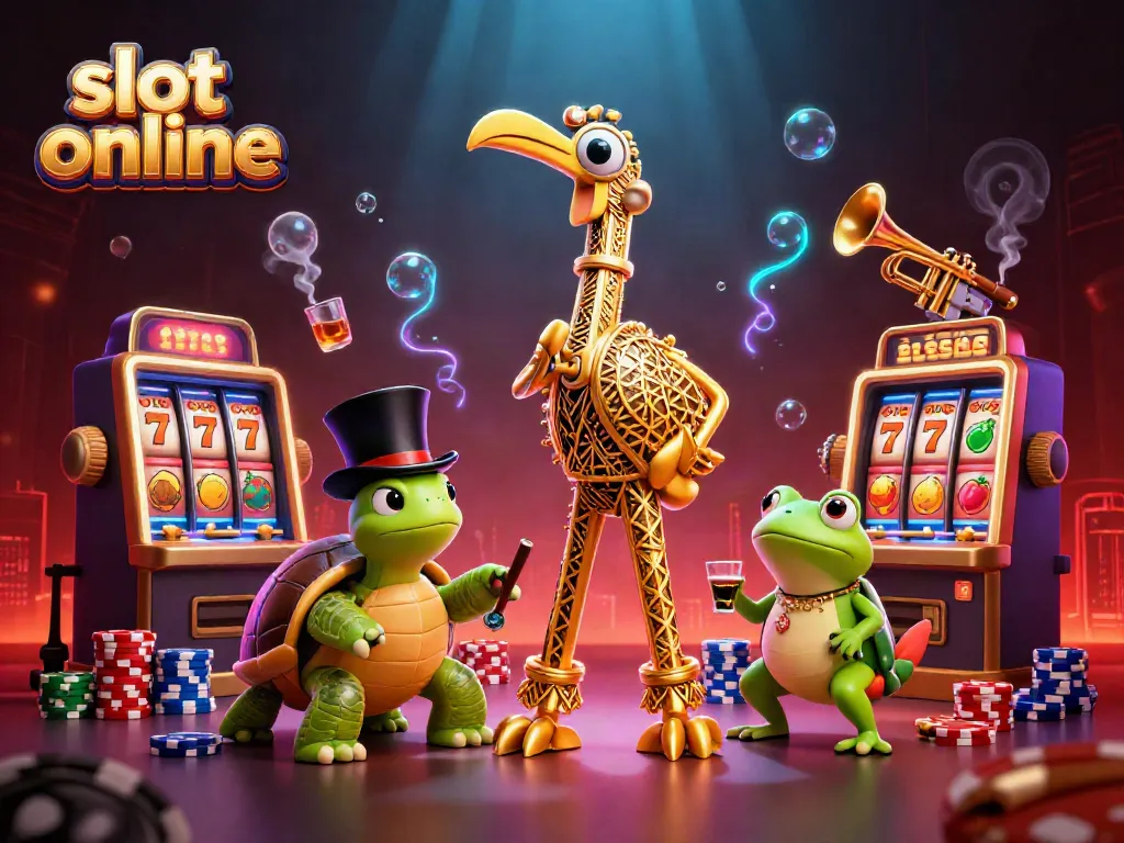 Mesin slot online yang menarik dengan latar belakang kasino, memperlihatkan keberuntungan dalam setiap putaran.