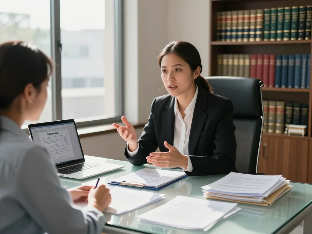 Dedicated Alexandria personal injury lawyer consulting a client in a modern law office, highlighting empathy and professionalism.