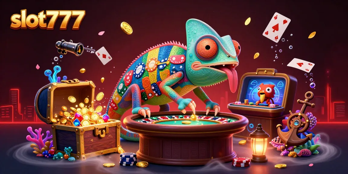 Spin to win big with slot777 in this vibrant 3D casino scene filled with colorful elements.