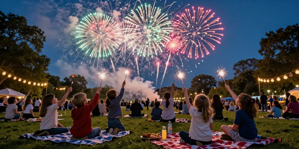 Buy fireworks Manchester vibrant community celebration with families and colorful fireworks display.