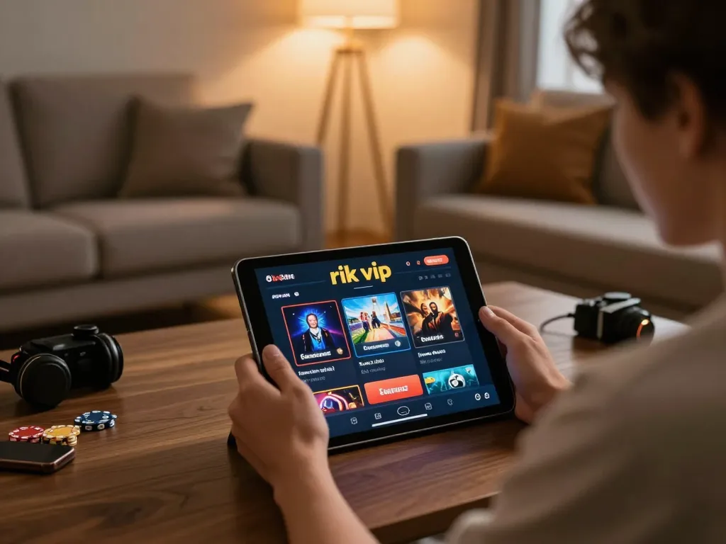 Experience strategy and excitement with rik vip casino setup at home, showcasing tablet gameplay.