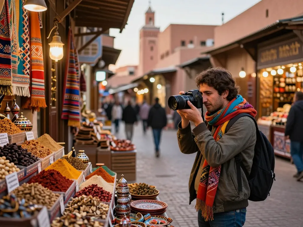 Experience vibrant culture with a Morocco travel company while exploring local markets in Marrakech.