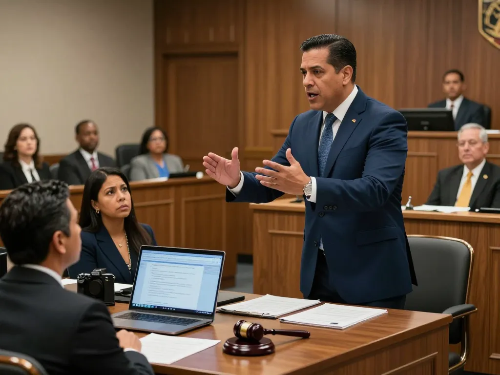 Tampa criminal attorney passionately defending a client in an intense courtroom trial, showcasing legal expertise and advocacy.