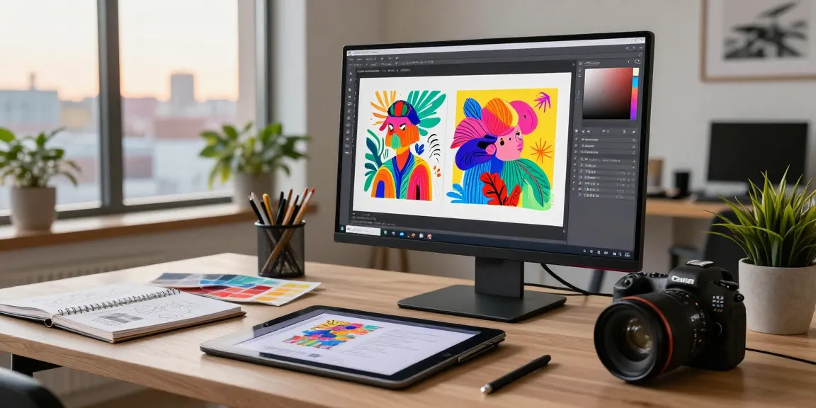 Professionals showcasing the Nano Banana 2 AI image editor in a modern creative workspace, emphasizing artistic innovation.