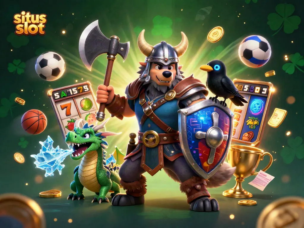 Engage in exciting gameplay at situs slot with our vibrant 3D casino-themed illustration showcasing thrilling slot elements and dynamic characters.