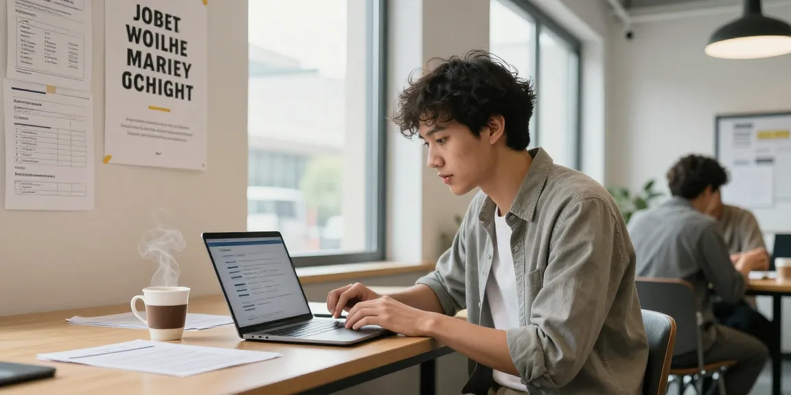 Apply job alerts in a collaborative workspace showing professionals engaged in job applications and career strategies.
