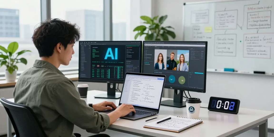 AI detector software in use by data scientist for image analysis in modern office.