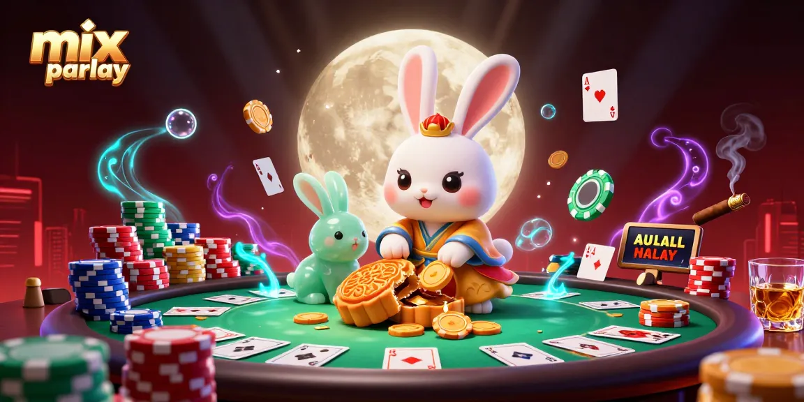 Engage in exhilarating mix parlay action with illustrated moon rabbits and poker chips.