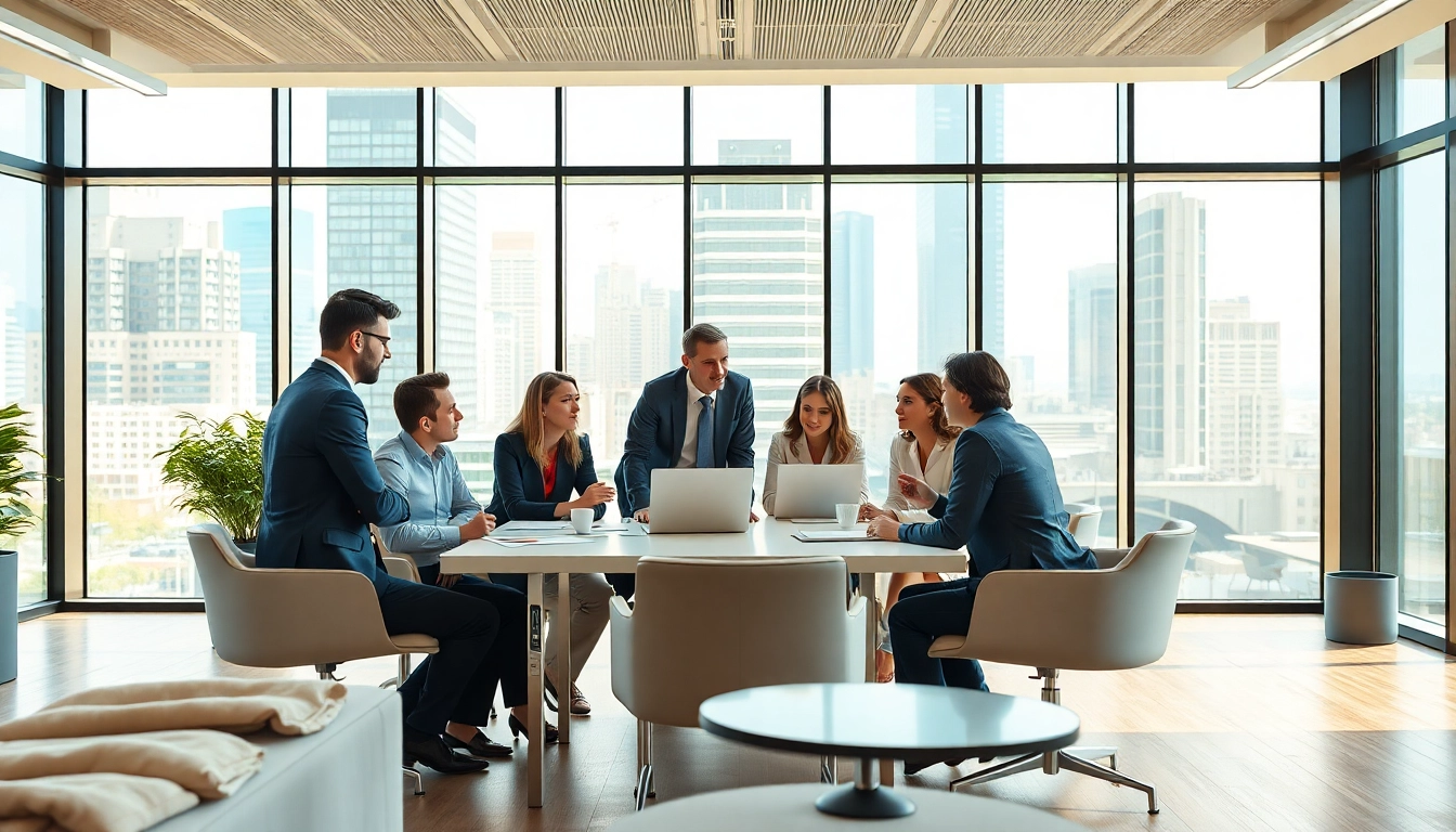 Interaktive Besprechung bei https://alvionz.de/ mit modernen Büromöbeln und technologischem Zubehör.