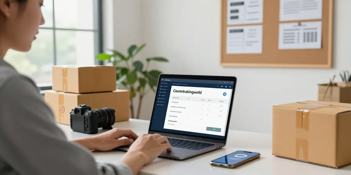 Real-time package tracking with couriertrackingworld in a modern home office environment.