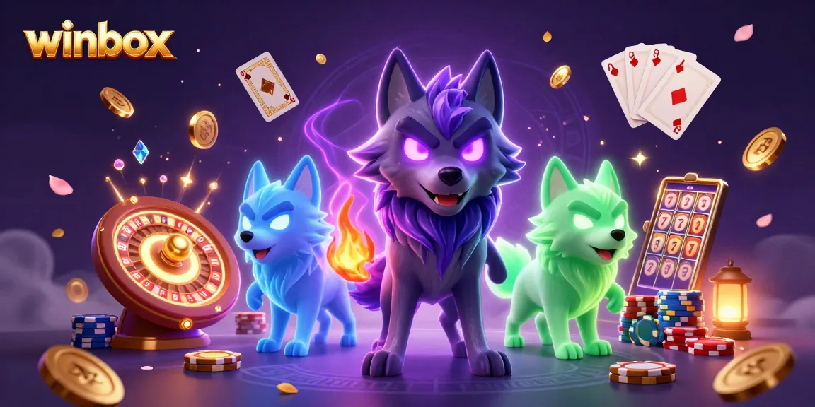 Winbox offers thrilling slots with a 3D wolf leader amidst dynamic casino elements