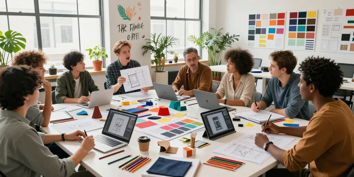 Designers collaborating in a creative workspace, enhancing their skills with inspiration from ROKOK88 login.