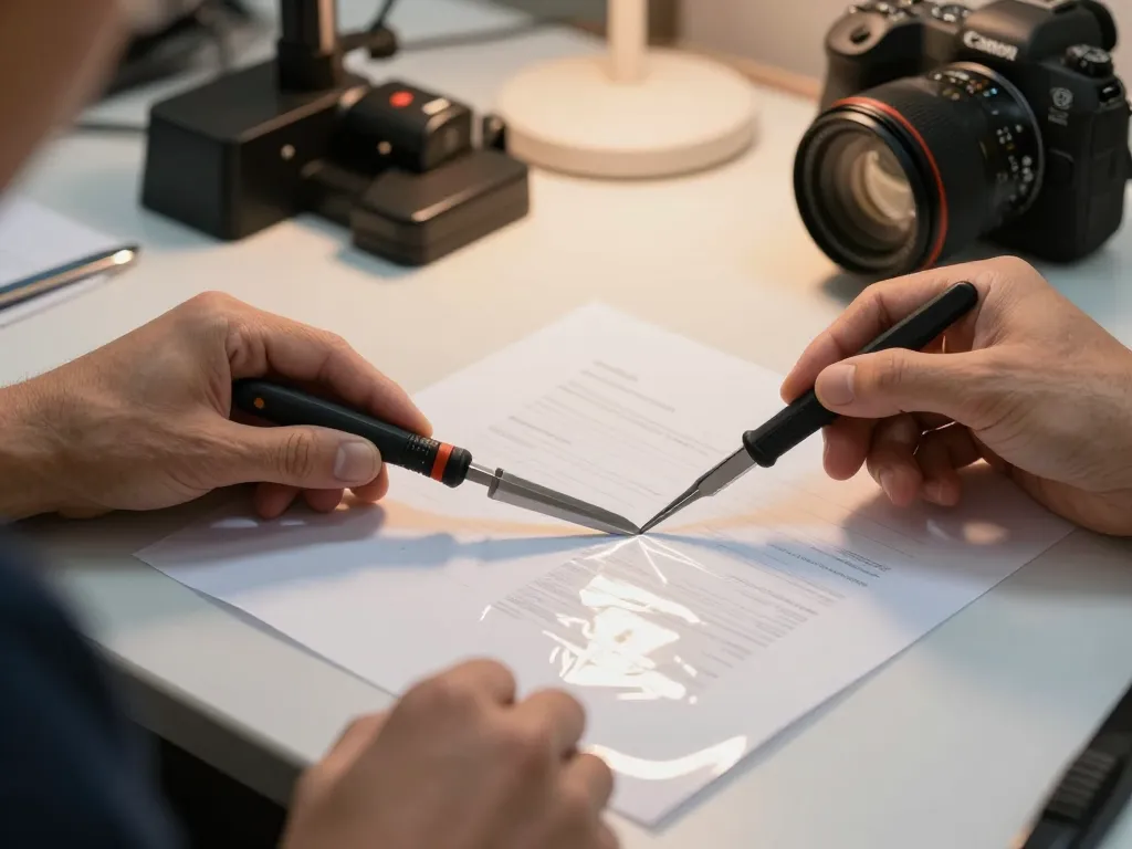 Bóc ép plastic sơn tây restoration process showing technician carefully removing plastic from documents using advanced non-force methods.