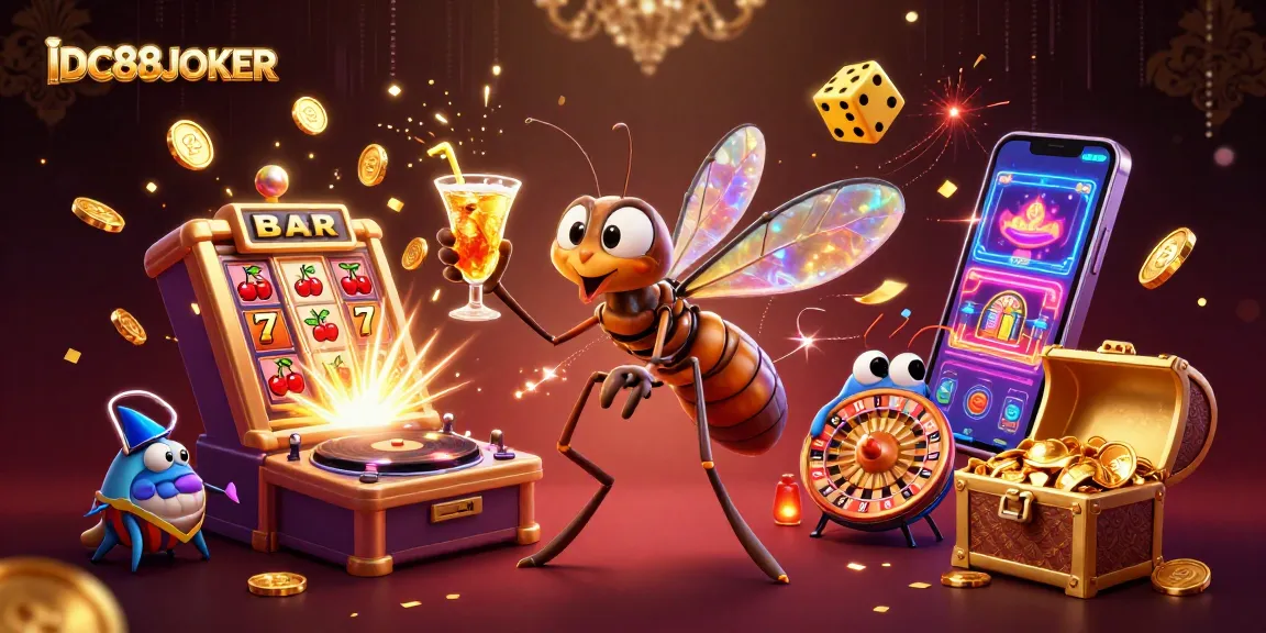 Experience the thrill at IDC88JOKER with a lively casino scene featuring engaging characters and vibrant game elements.