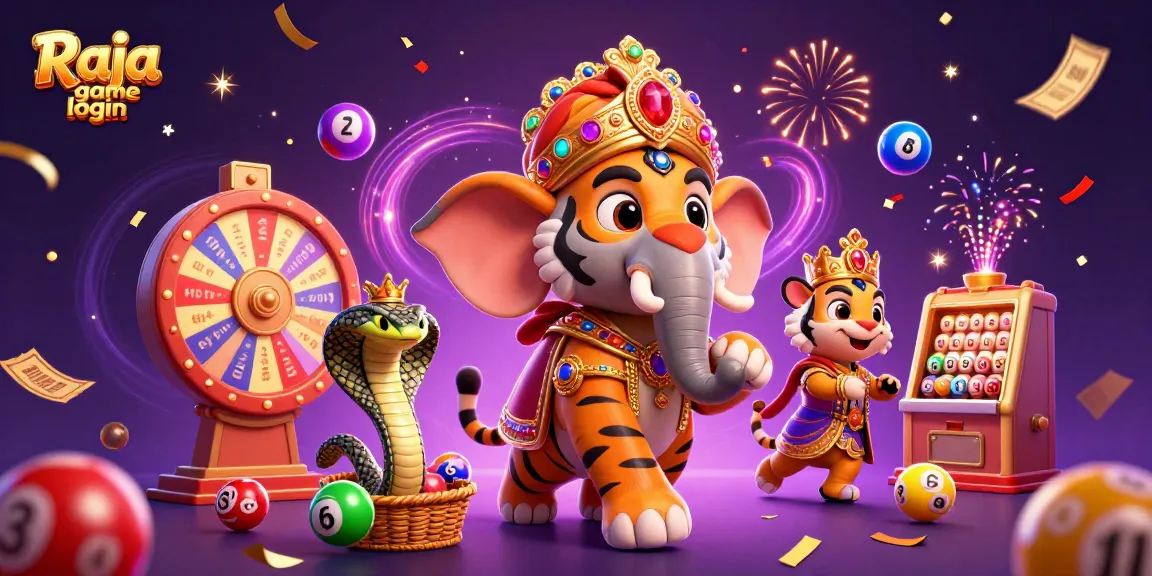 Experience Raja game login with vibrant colors, rewarding lotteries, and excitement in a playful casino scene.