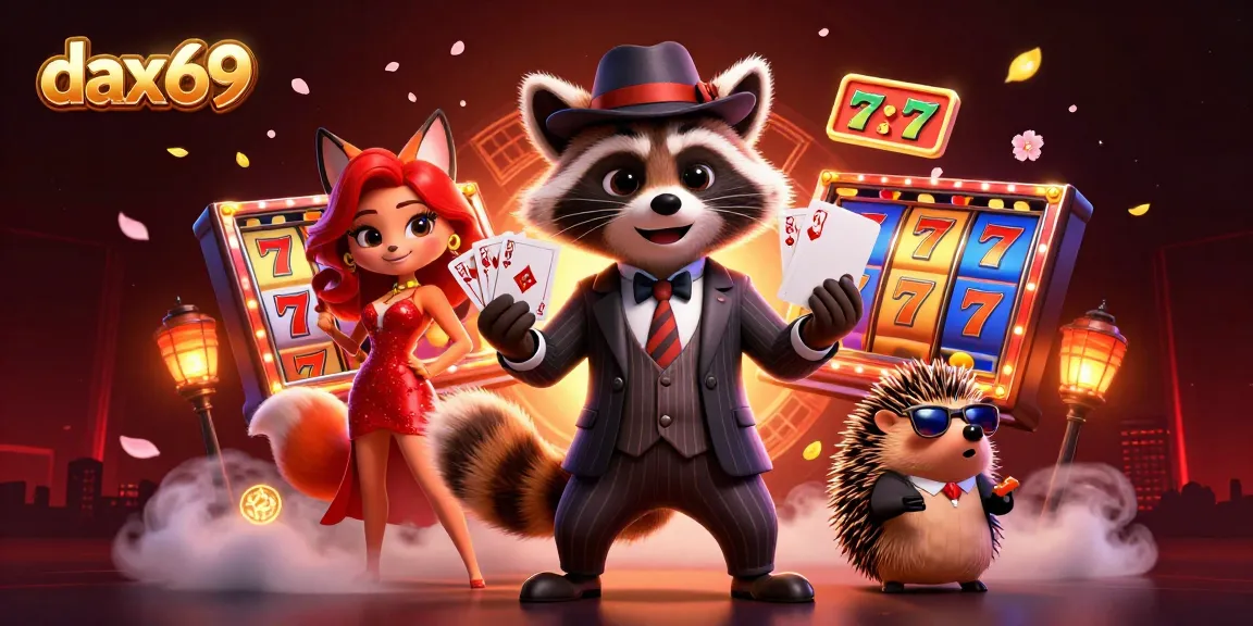 DAX69 menampilkan permainan slot dengan jackpot tinggi dan karakter menarik dalam suasana kasino yang hidup.
