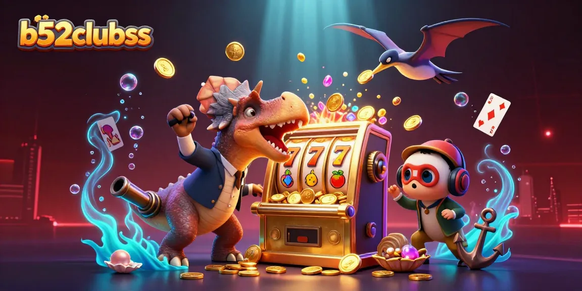 Experience b52clubss as a pachycephalosaurus wins jackpots while an ankylosaurus manages chaos, depicting thrilling gambling action.