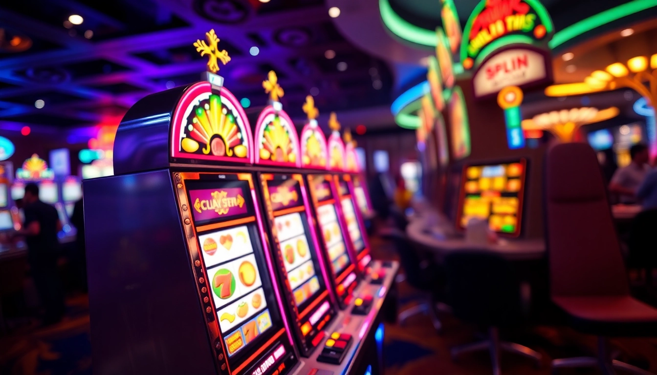 Permainan slot88 yang menarik pada mesin slot berwarna cerah di kasino.