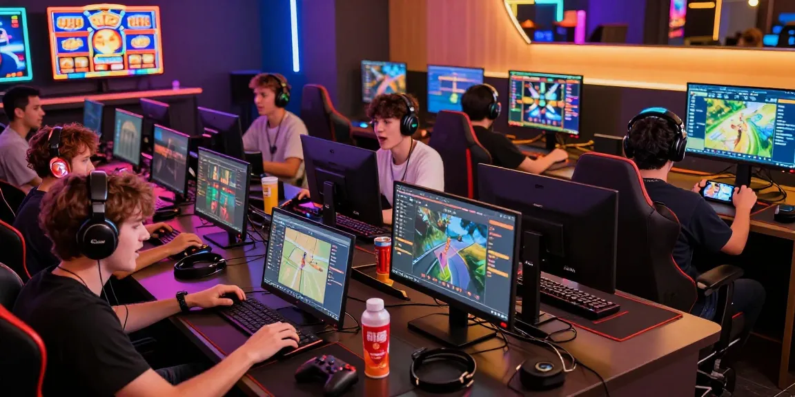 Exciting gaming scene showcasing players enjoying online slots and e-sports, representing link alternatif raja328.