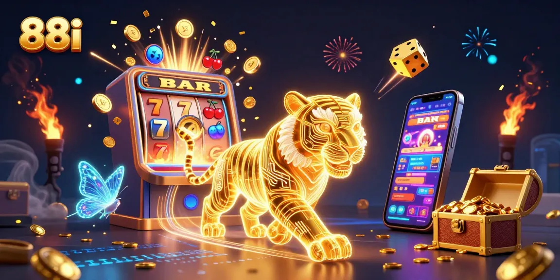 Experience thrilling gameplay at 88i with a vibrant 3D casino scene featuring a dynamic tiger and rich elements.