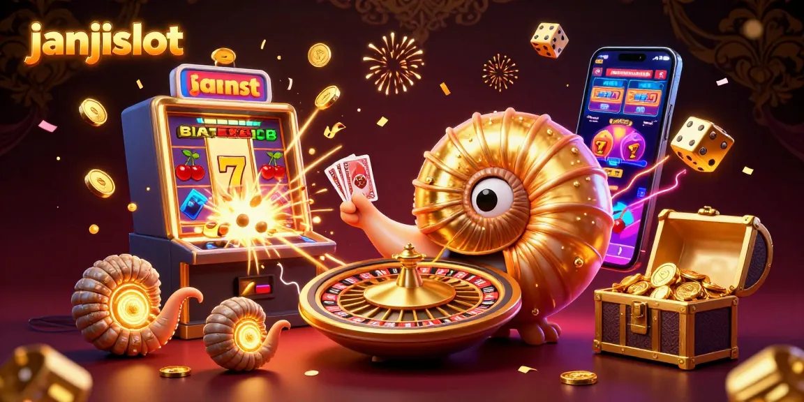 Shine with excitement at janjislot's vibrant 3D casino world featuring a glowing nautilus roulette wheel and jackpot bursts.