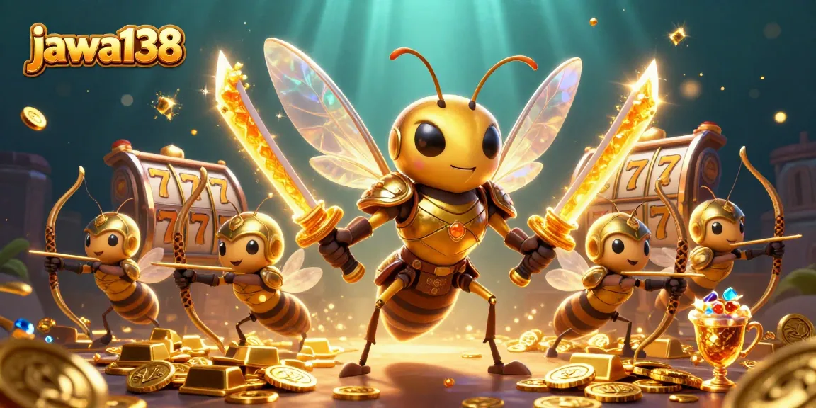 Engage with jawa138's vibrant casino scene featuring a golden hornet samurai and treasure-filled adventure.