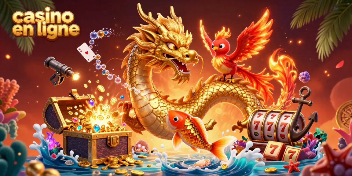 Découvrez un dragon chinois doré et un phoenix dans un univers de casino en ligne dynamique.