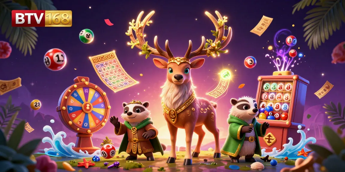 Experience the magic of BTV168 with lively lottery elements and enchanting characters!