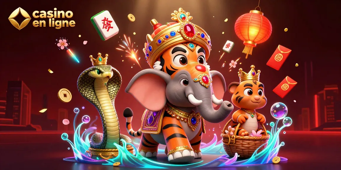 Découvrez la magie du casino en ligne avec un maharaja, un éléphant gemmé et des éléments festifs.
