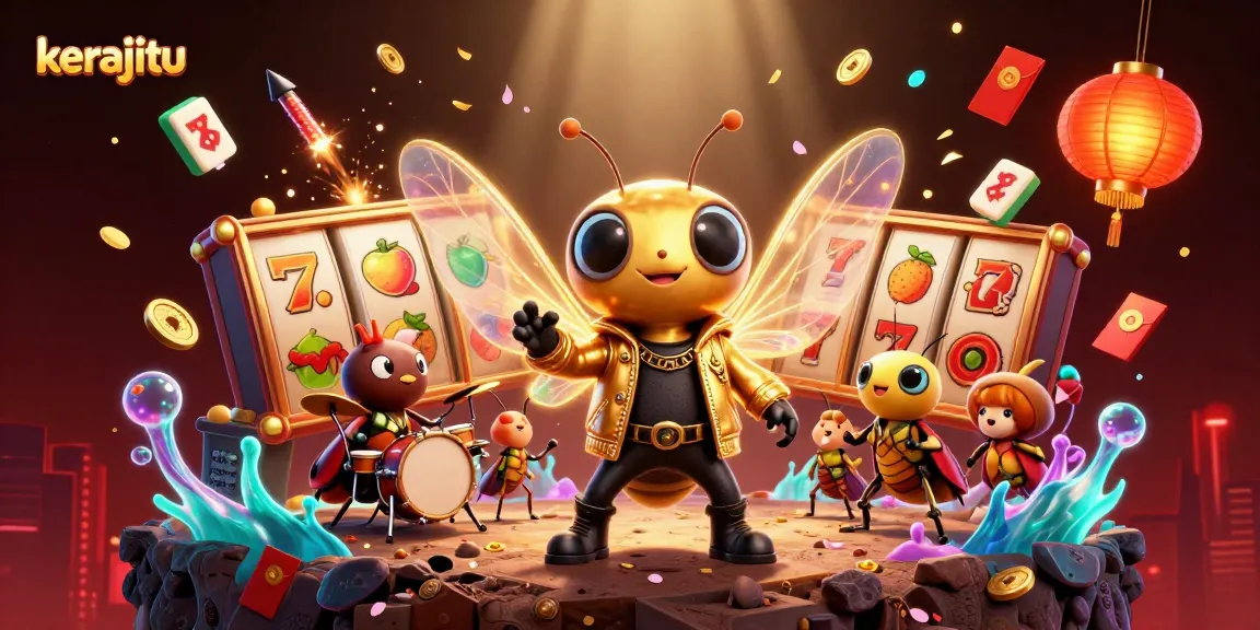 Engage with kerajitu’s vibrant casino atmosphere featuring a rock star cicada, buzzing with excitement.