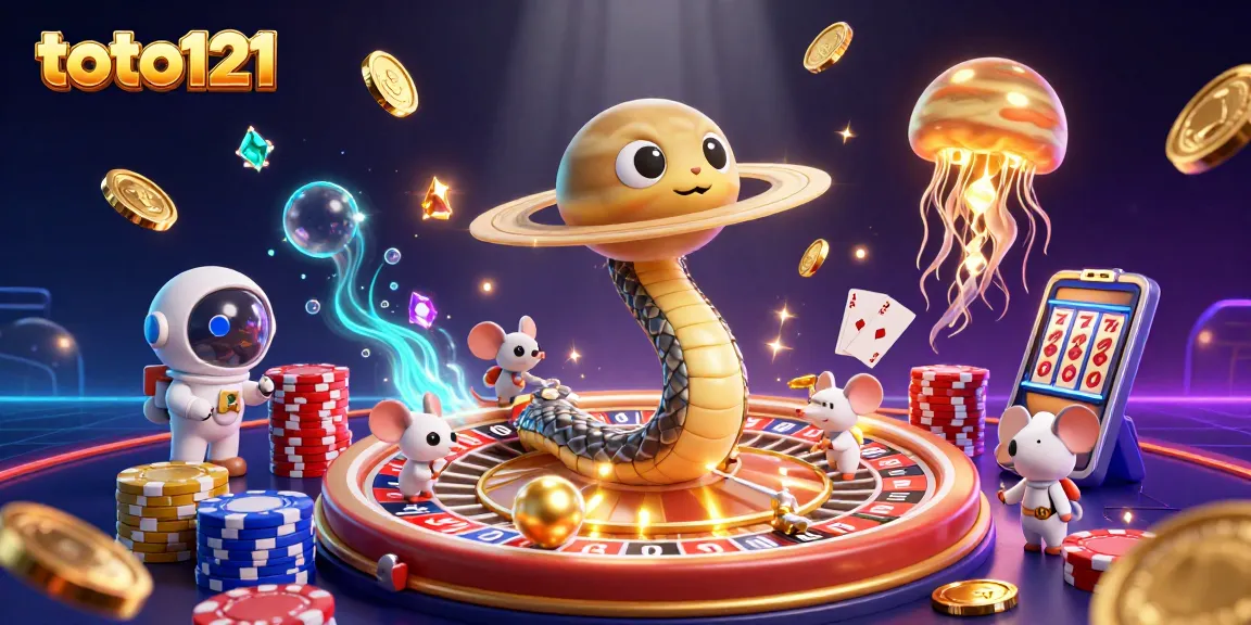 Menggoda permainan di toto121 dengan dadu emas dan kartu poker mengkilap di ruang angkasa.