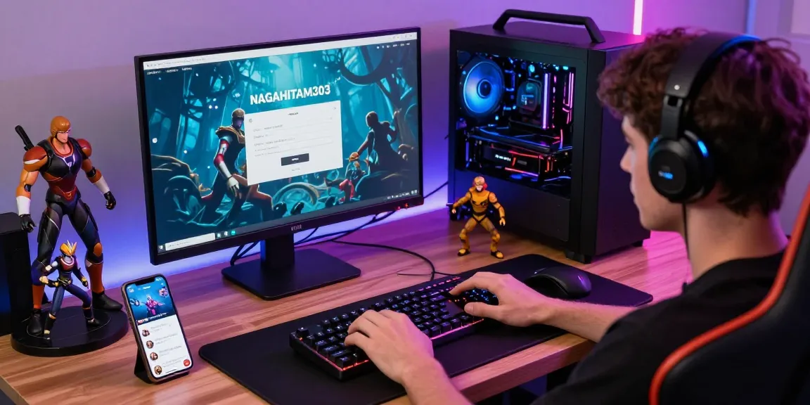 NAGAHITAM303 login aktif dengan peralatan gaming yang menarik dan suasana ceria.
