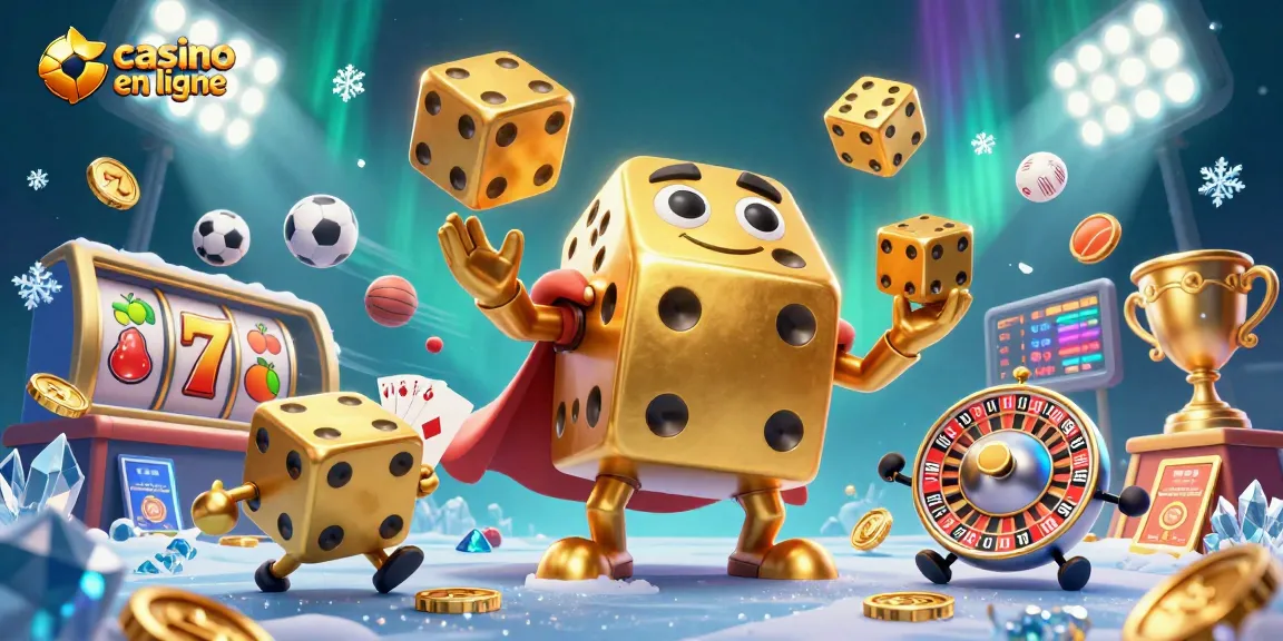 Explorez l'univers passionnant du casino en ligne avec des dés dorés et des éléments de jeu accrocheurs.
