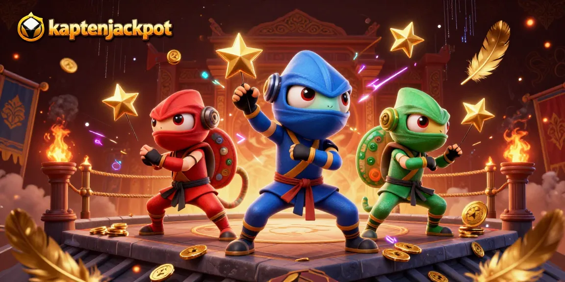 Engage with kaptenjackpot through an action-packed scene of chameleon ninjas, perfect for bettors.
