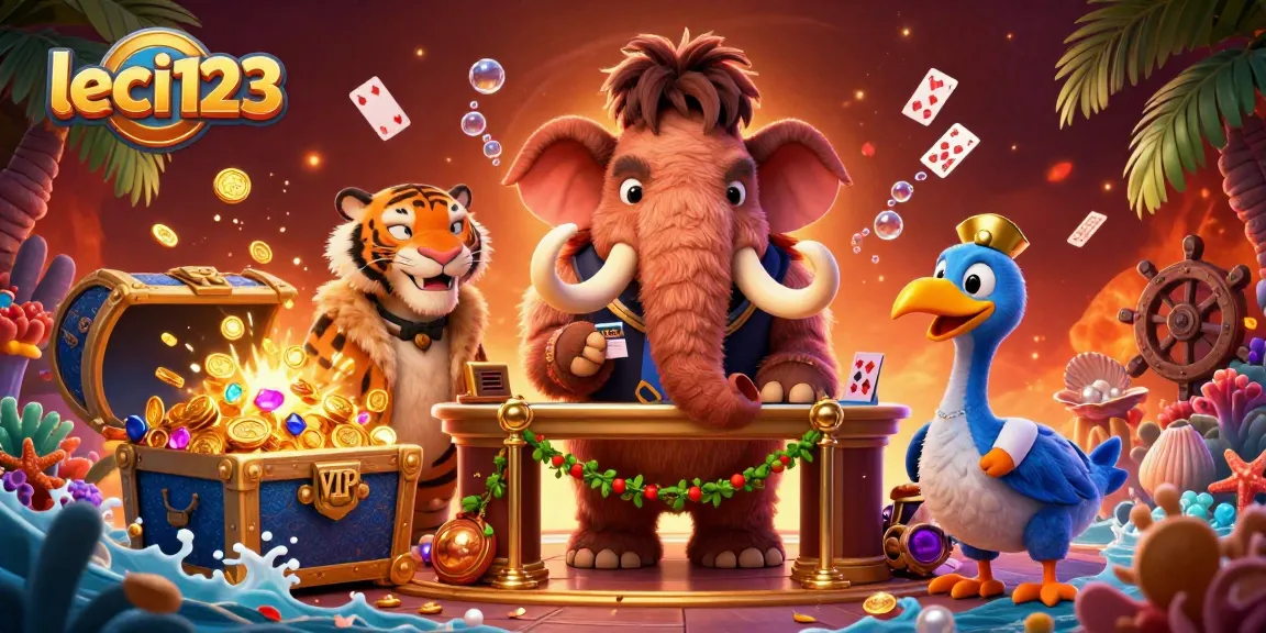 Join the fun at leci123 where a woolly mammoth casino bouncer checks IDs for an exclusive entry.